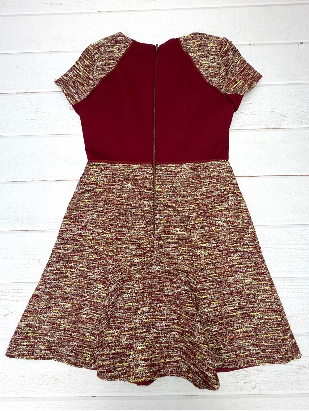 J.Crew Mixed Tweed Metallic Bouclé Fit & Flare Dress 4 Autumn Wedding Guest - Picture 5 of 9